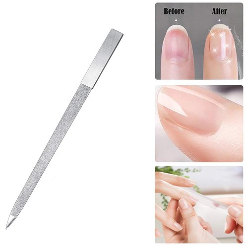 Terberl 8 Pack Diamond Nail File 7 inch Metal Fingernail Files, Stainless Steel Double Side Nail File for Salon Home and Travel Men Women