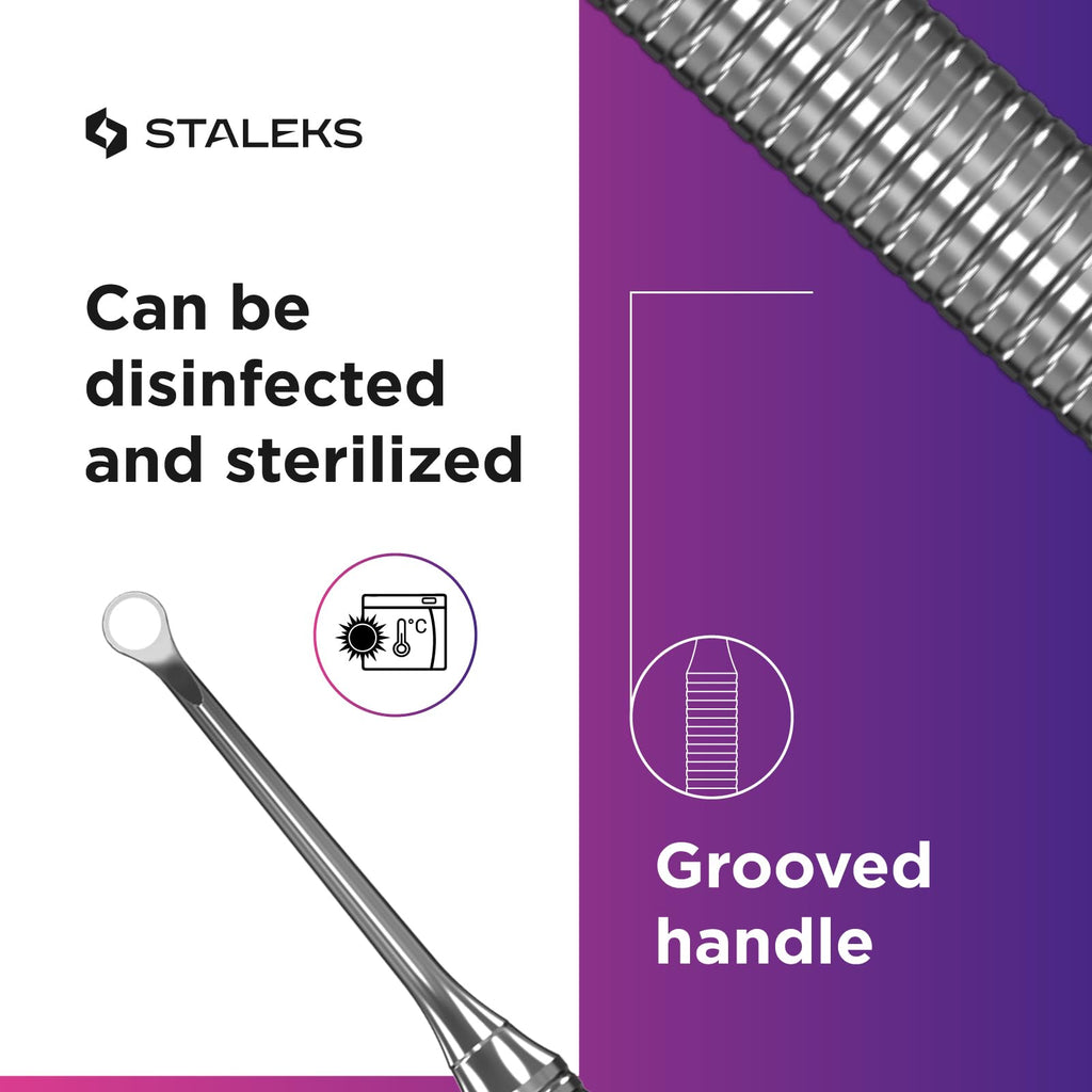 Staleks Pro EXPERT 51 Manicure Pusher Type 2 – Beveled Pusher and Loop End – Stainless Steel – Professional Tool for Cuticle Work