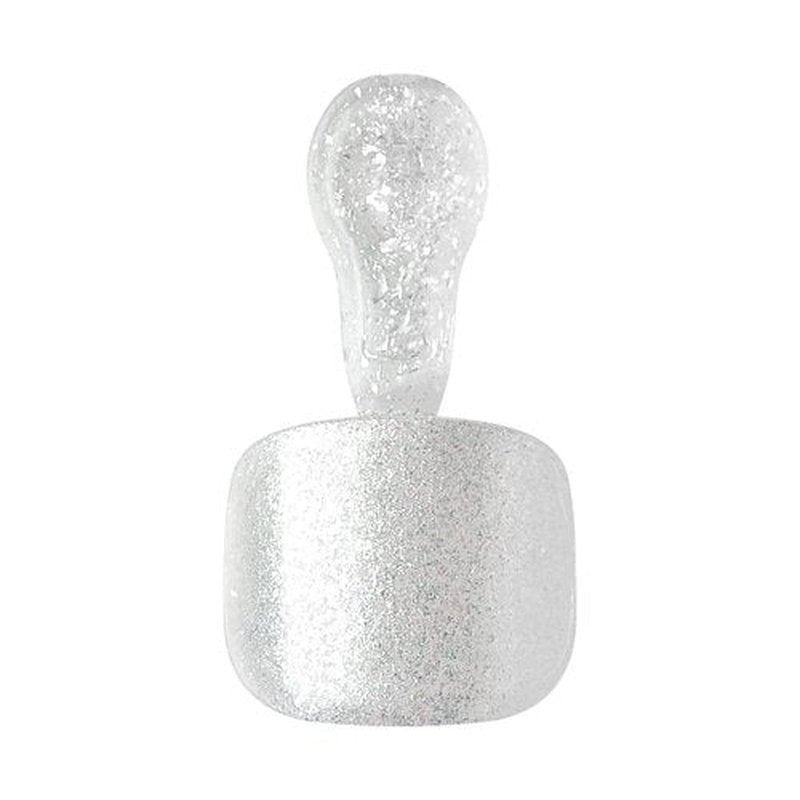 KISS Impress Premium No Glue Pedi Press-On Toenails, Sparkling White Silver, Silver Glitter, Squoval Shape, Includes 24 Nails, Prep Pad, 1 Manicure Stick, 1 Mini File