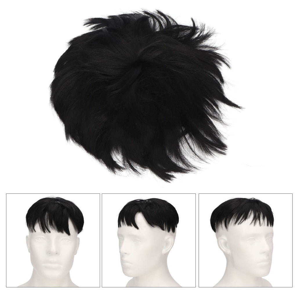ZASCHMOY Toupee for Men, Real Human Hair Topper Wig with Hairline, Breathable Comfortable Black Short Hairpiece for Daily Use