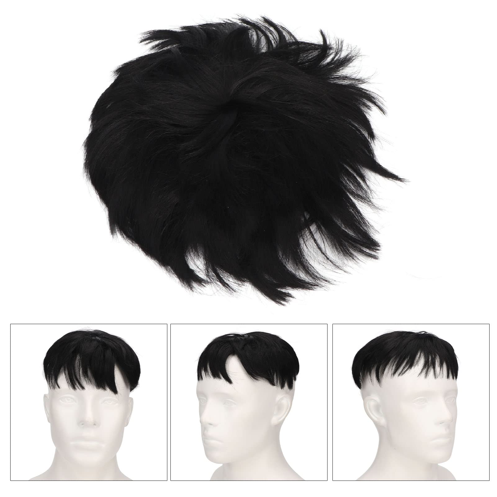 ZASCHMOY Toupee for Men, Real Human Hair Topper Wig with Hairline, Breathable Comfortable Black Short Hairpiece for Daily Use