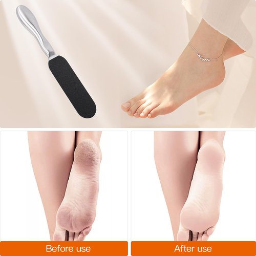 Biutee Foot File for Dead Skin Pedicure Foot Files Callus Remover Professional Sandpaper Pedicure Tools Reusable Stainless Steel Double Sided Foot Rasp Foot Scrubber Pedicure with 12 Replaceable Pads