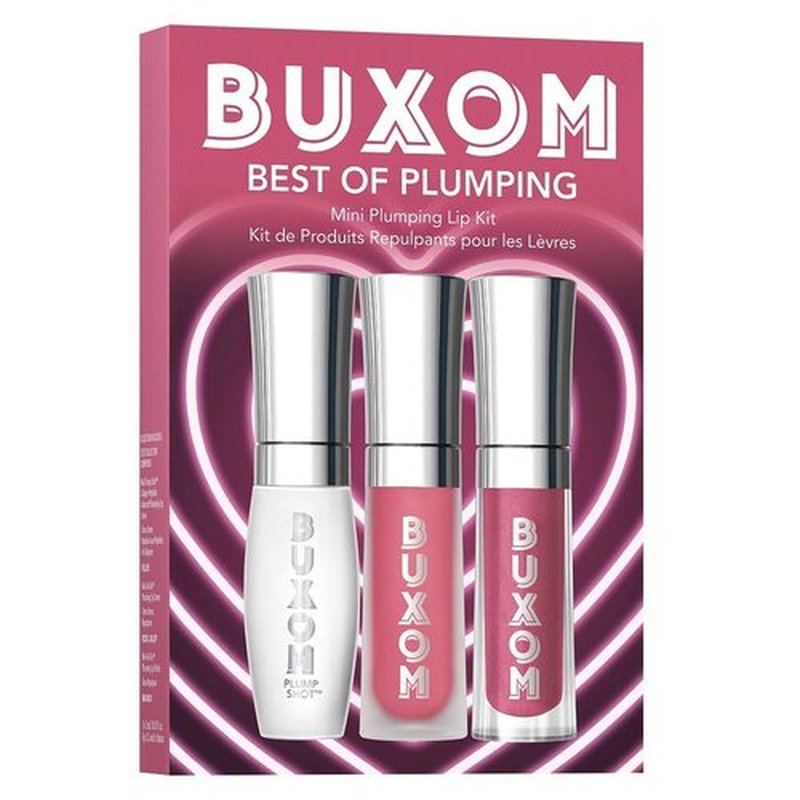 BUXOM Full-On Plumping Lip Polish, Tinted Lip Plumper Gloss with Peptides & Vitamin E, High-Shine Lip Gloss that Nourishes, Vegan, AI 3 Piece Set (Mini Brandi, Filler, Rose Julep)
