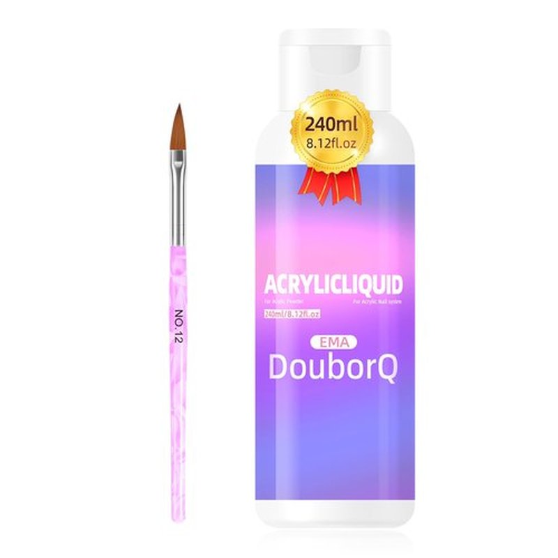 Douborq Acrylic Liquid Monomer for Nail Art, 240ml/8.12 fl.oz, with Brush and Cup