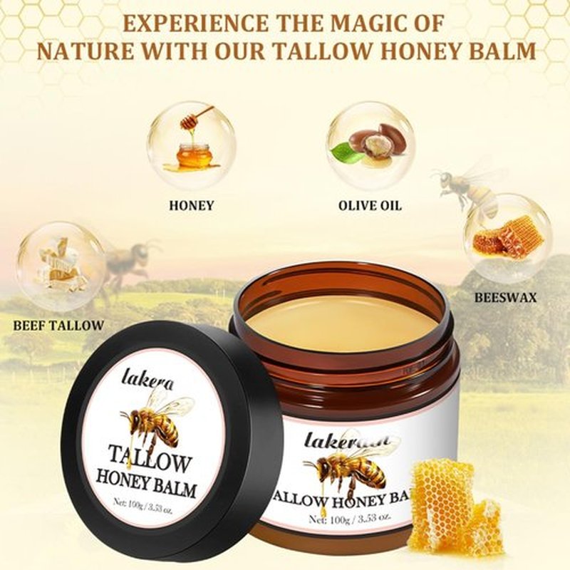 JEMPET Beef Tallow and Honey Balm - Tallow Honey Skin Balm - Skin Moisturizer for Face & Body (03, Unscented)