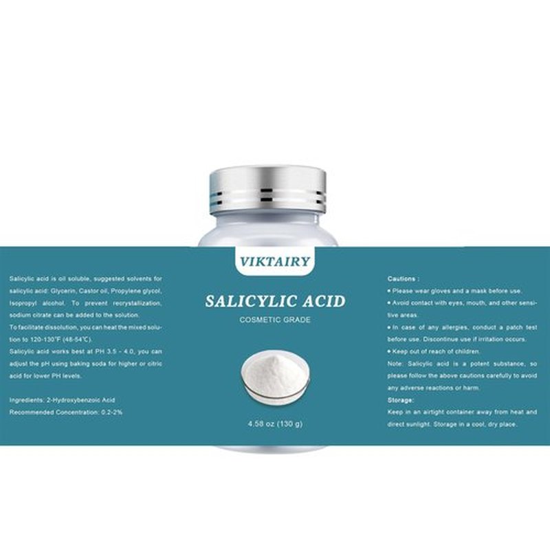 Salicylic Acid Powder (4.58 oz/130 g), Ultra Pure Cosmetic Grade Original Ingredients with no Additives, BHA Exfoliant for DIY Cleanser, Toner, Shampoo, Body Wash, Lotion