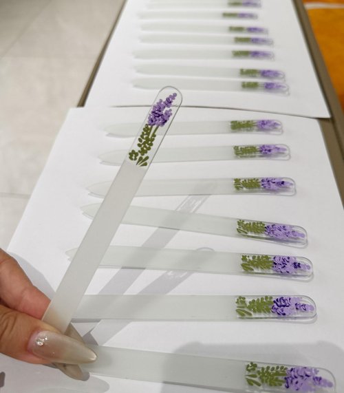 Hand-Painted Lavender Glass Nail File – Crystal Nail File for Natural Nail Care, Gentle & Durable Manicure Tool, Unique Gift for Women & Girls