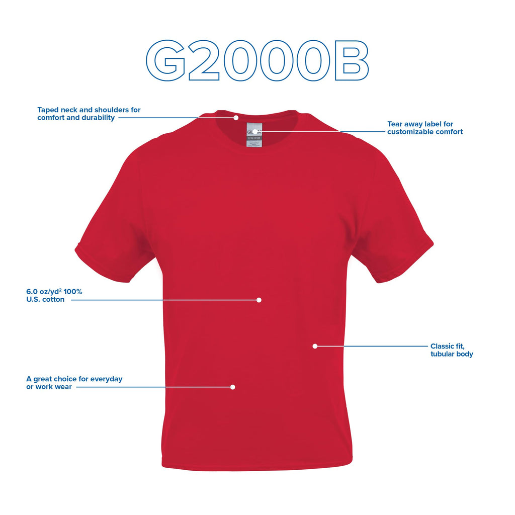 Gildan Youth Ultra Cotton T-Shirt, Style G2000B, Multipack, White (12-Pack), Medium