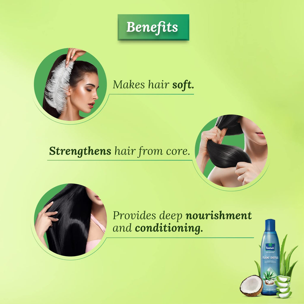 Parachute Advansed Aloe Vera Enriched Coconut Hair Oil | For Strong, Soft & Silky Hair|Deep Nourishment & Conditioning| All hair Types| 5.1 Fl.oz.