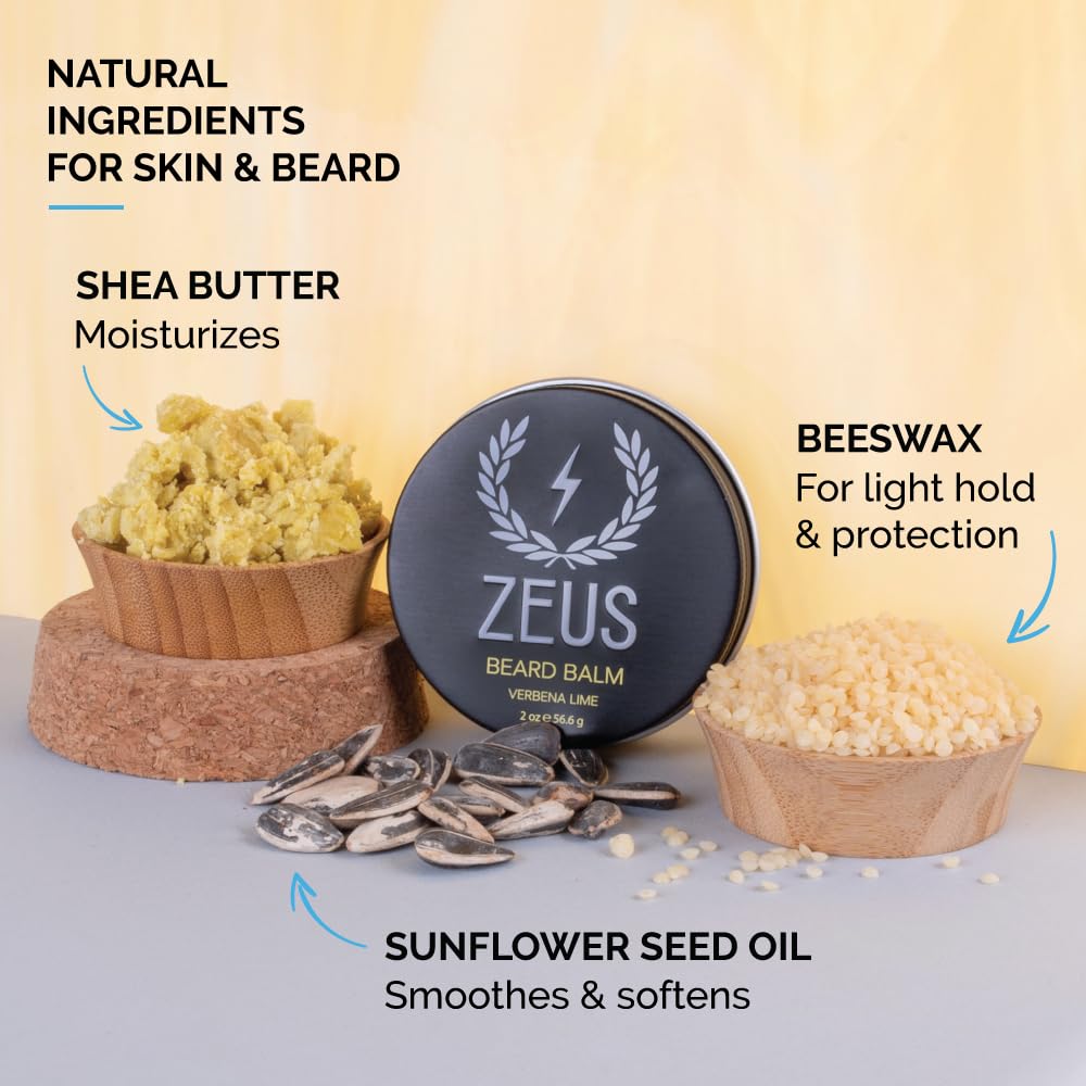 ZEUS Beard Balm Leave‑In Conditioner for Men, Styling Balm (Verbena Lime)