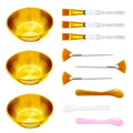 12Pcs Esthetician Facial Supplies 3 Gold Facial Bowls 3 Mud Mask Applicators 3 Fan-Shaped Brushes 3 Flat Brushes - Facial Bowl and Brush Set & DIY Face Mask Mixing Tool Kit (large)