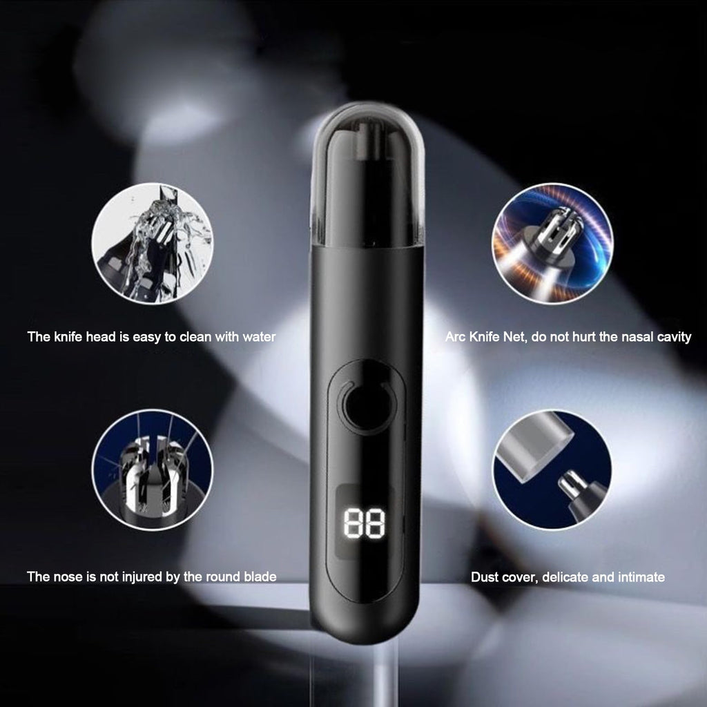 HILYC Professional Nose Hair Trimmer, LED Display, USB Rechargeable, Waterproof Double-Edge Blade for Men, Women, IPX7 Rated, 2026 Model (Round Bottom)