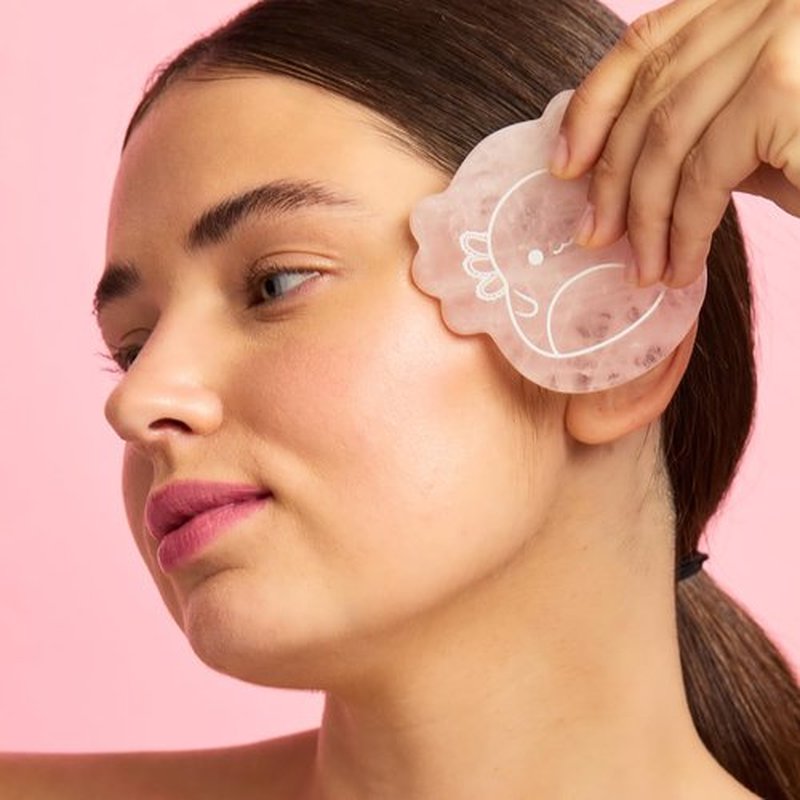 TONYMOLY Gua Sha Tool | Archie Axolotl Rose Quartz Facial Massager for Sculpting & Lymphatic Drainage - K-Beauty Limited Edition Gift