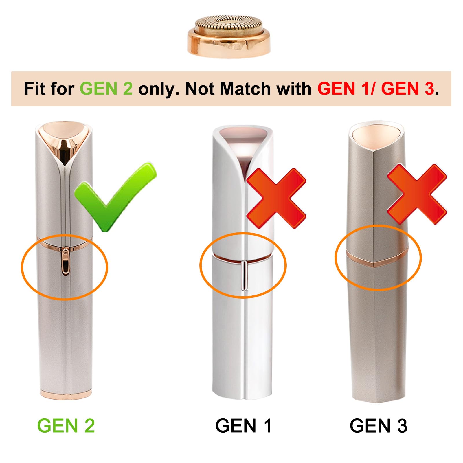 tuokiy Generation 2 Replacement Heads for Flawless, Rose Gold Plated, 8-Pack