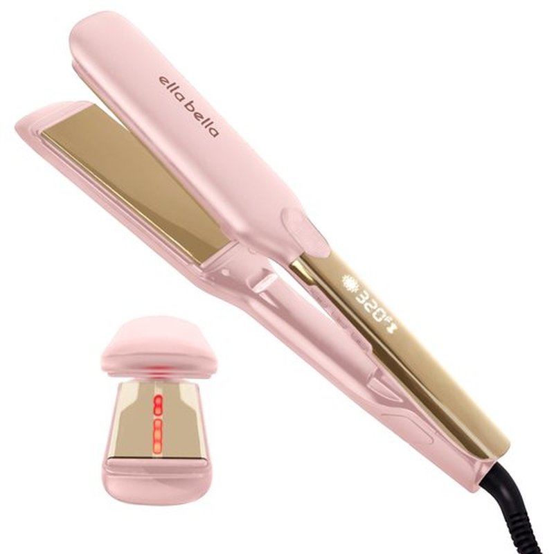 ELLA BELLA® Titanium Flat Iron Hair Straightener (with Infrared) • Professional Straightening Iron • Digital Display to Accurately Control Temperature • As Featured in Good Housekeeping