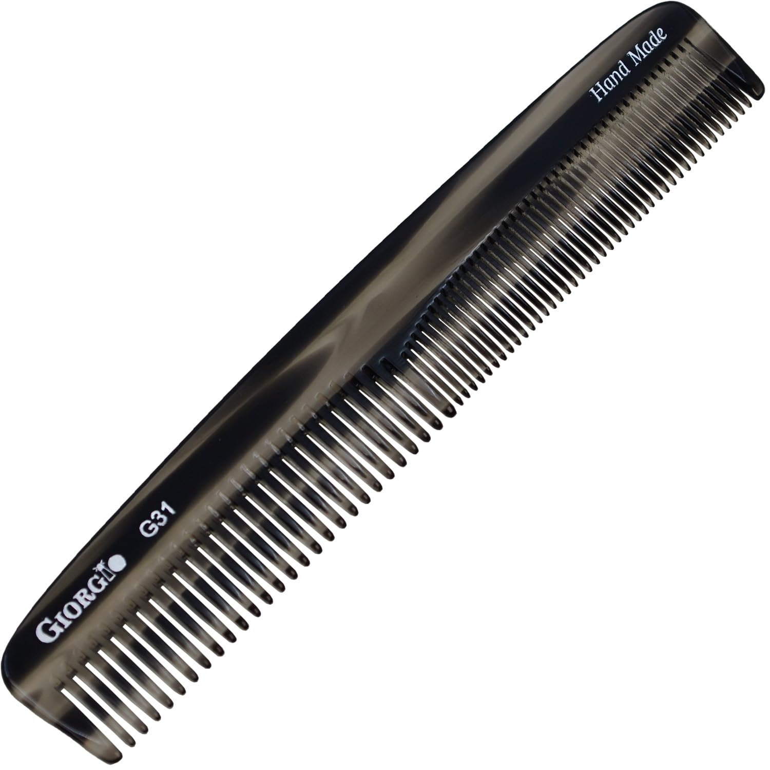 Giorgio G31 Fine Tooth and Wide Tooth, Hair Comb - Hair Styling Comb for Men, and for Women, Mens Beard Care Combs for Detangling and Styling - Handmade Saw-Cut and Hand Polished (Black Graphite)