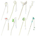 inSowni 8 Pieces Vintage Retro Asian Chinese Hanfu Gold Metal Hair Sticks Pins with Pearl Pendants Bamboo Leaf Flower Fishtail Hair Chopsticks Forks Bun Updo Holders Long Hairpins for Women Girls