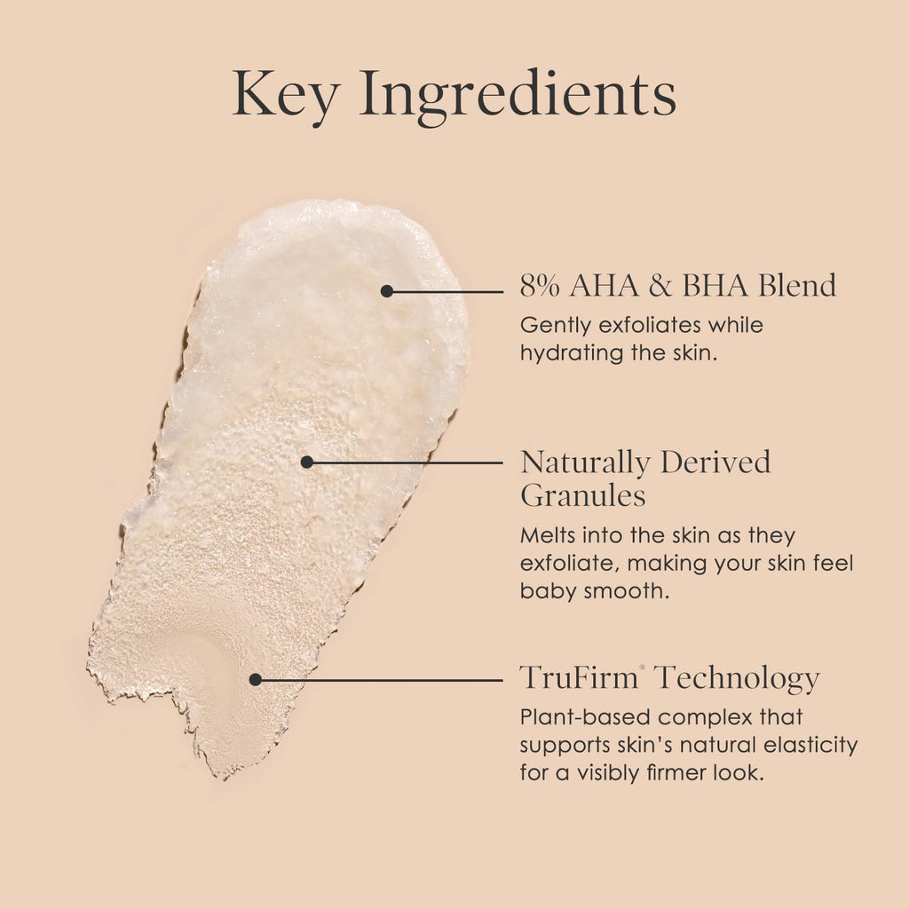 BODY FIRM Crepe Erase Refining Facial Scrub, Anti-Aging Skin Care, Exfoliating Face Wash with Gentle AHA BHA Exfoliators, Exfoliating Pre Treatment for Wrinkle & Crepe Skin, Promotes Collagen, 6 fl oz