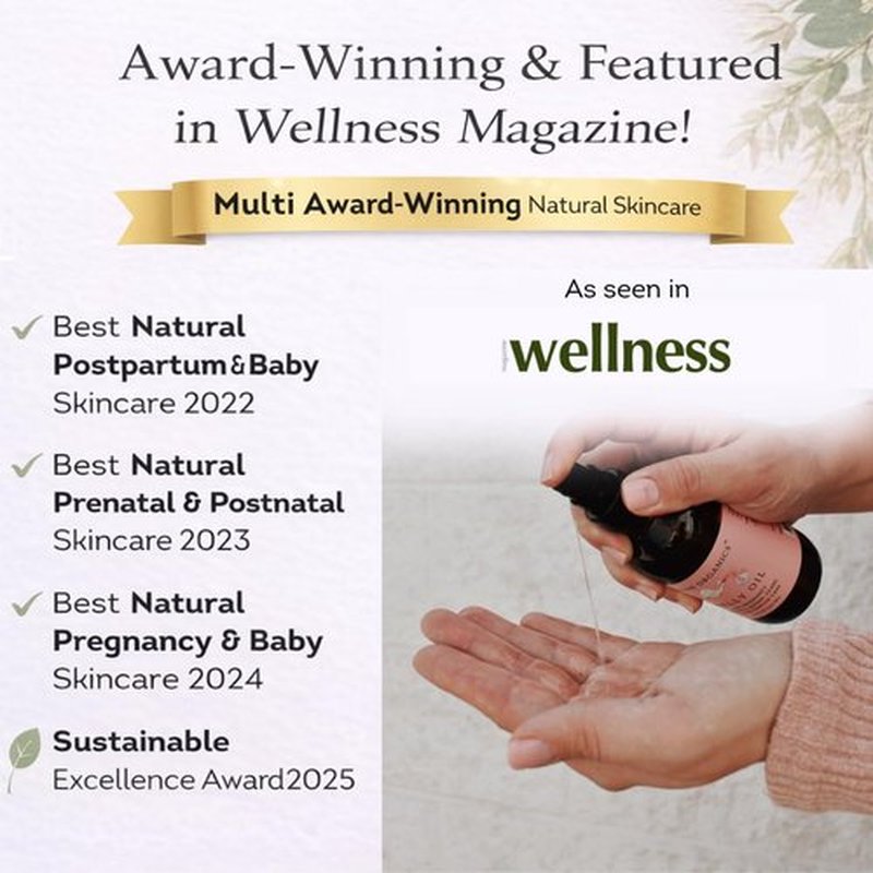 Irene Organics Organic Belly Oil for Pregnancy & Postpartum – Lightweight, Non-Greasy Stretch Mark Support Oil – Hydrating Vitamin E Bump Serum, Unscented & Pregnancy Safe