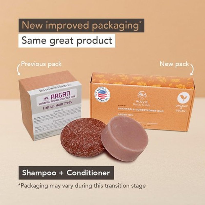 Shampoo and Conditioner Bar, Argan Oil - Sulfate Free Solid Shampoo and Conditioner Bars Set, Vegan Hair Care for All Hair Types, Long Lasting (120 uses) Travel Friendly, Made in the USA