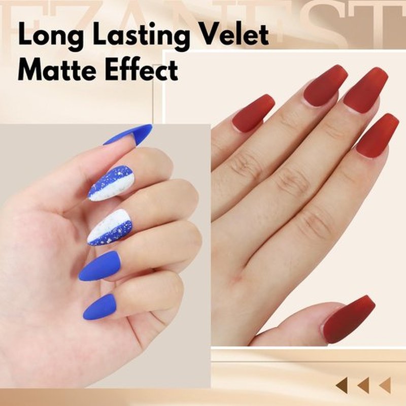 FZANEST Matte Gel Nail Polish - Long Lasting Velvet Top Coat | Soak Off, 0.51 Fl Oz