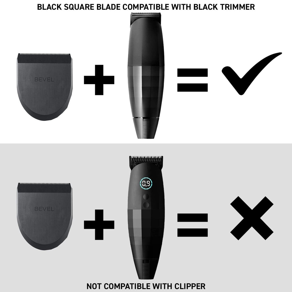 Bevel Square Trimmer Blade Attachment - Compatible with Bevel Trimmer Only, Face, Neck and Body Hair Trimmer Head - Black, 1 Count