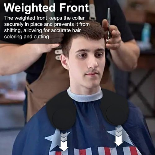 Derkerry Silicone Hair Cutting Guide Collar - Waterproof Cutting Mat for Hair Stylist - Hair Cutting Cape with Guidelines Weighted Neck Wrap for Salon Home - Black