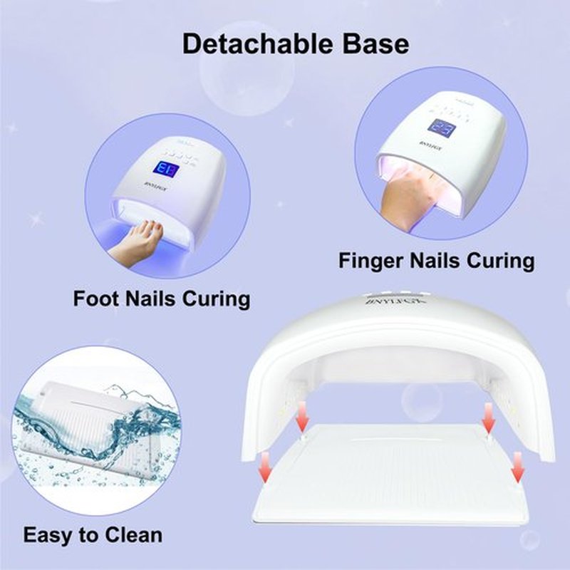 BNYLFGX UV Light for Nails, Cordless UV Nail Lamp for Gel Nails 66W, Rechargeable LED Nail Dryer with 5 Timer Setting Auto Sensor Fast Nail Light Curing Lamp for Salon & Home, White