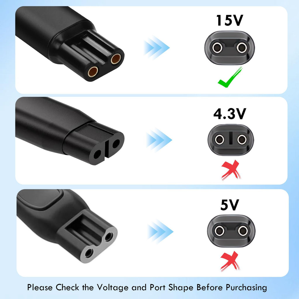 Meliya 15V Shaver Charger Comaptible with Philips Norelco HQ8505 3000 5000 6000 7000 9000 Series Multigroom MG5750 MG7750 MG7770 MG7790 QP6531 QP6510 QP6520 Trimmer Power Cord