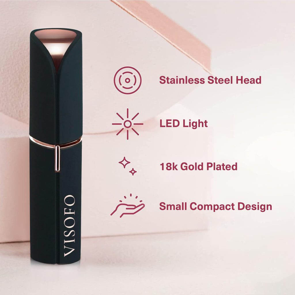VISOFO Facial Hair Removal for Women | Electric Razor Device Small Mustache Dermaplaning Remover Tools Tweezers Epilator Trimmer Face Dermaplane Shavers Beauty Gadgets Set Accessories (Onyx)