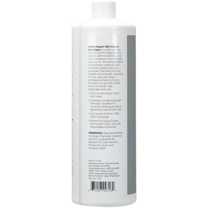 ForPro Expert 20 Volume Crème Developer - Hair Lightening & Gray Coverage, 32 Fl Oz