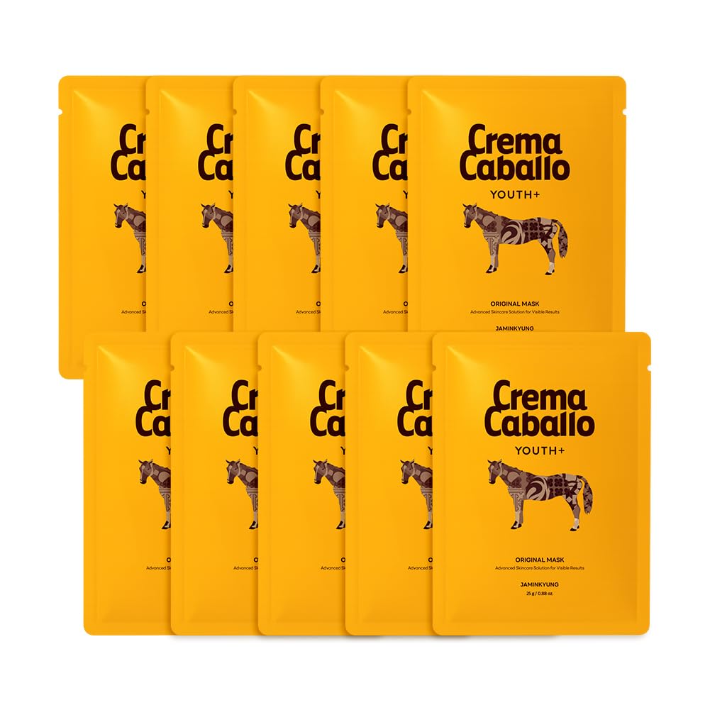 Jaminkyung Face Mask with Jeju Horse Oil, Hydrogel Mask for Deep Nourishment & Glow, Intensive Elasticity Care for Dry, Dull Skin, Korean Skincare 0.88 oz X 10ea (10 Sheet)