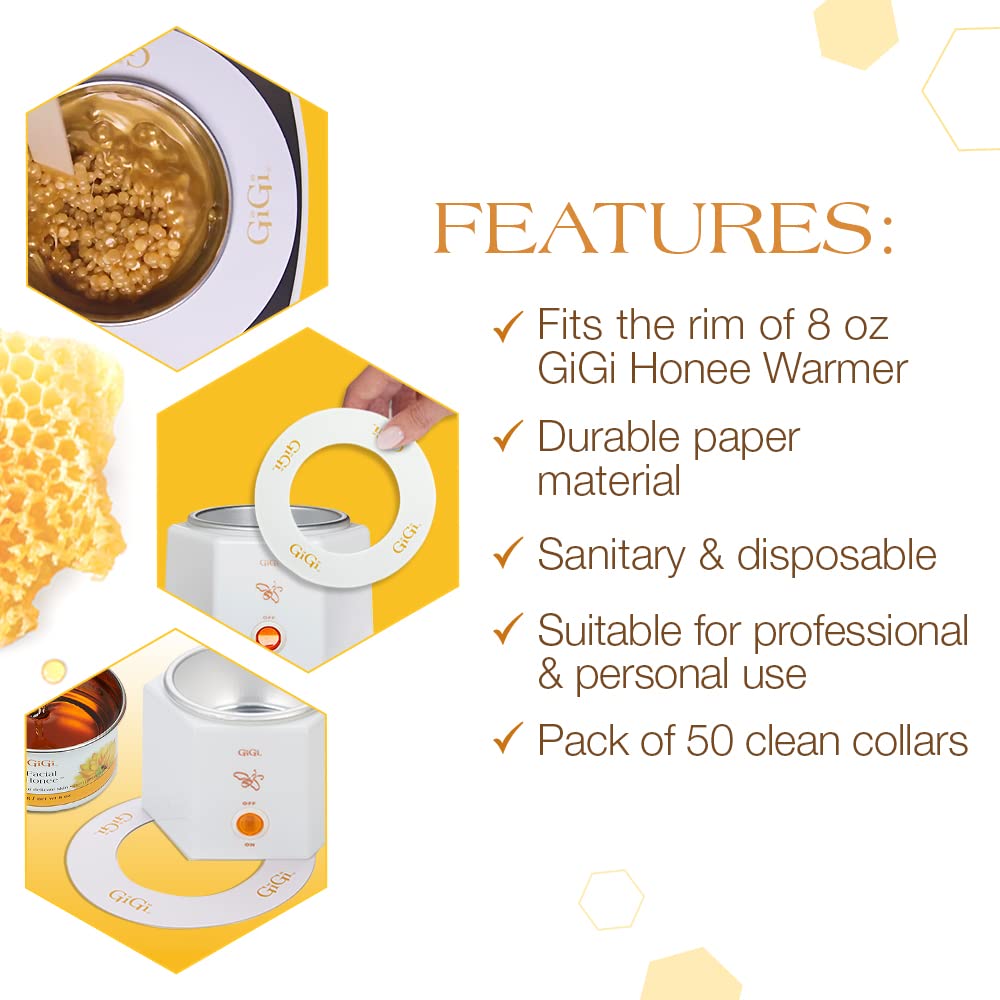 GiGi Collars for 8 oz Wax Warmers - Disposable Protective Paper Rings for Mess-Free Hair Removal, Beauty Accessory for Women & Men, 50 ct, 1 Pack