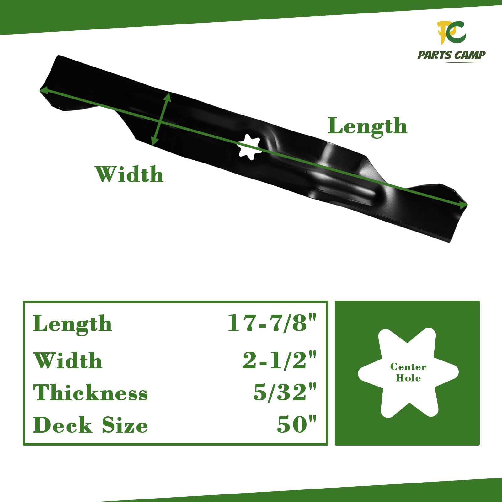 Parts Camp 3 Pack 50-inch Cutting Deck 742-04053 942-04053 742-04053C High-Lift Mower Blades for Cub Cadet RZT50 LT1050 i1050 LGT1050 SLT1550 Zero Turn Riding Mowers- 6 Point Star Center Hole