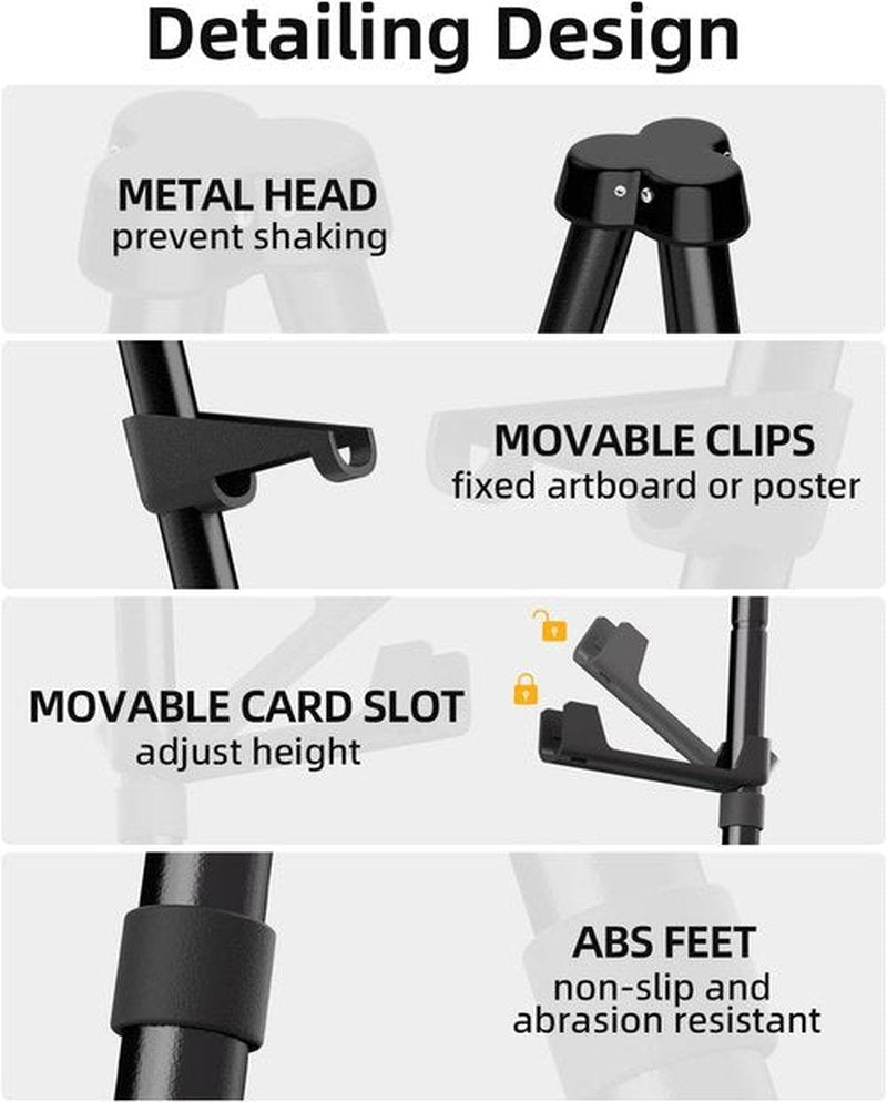 Nicpro Art Folding Easels - 63-Inch Metal Floor Tripod Stands for Display | 6-Pack with Carry Bag