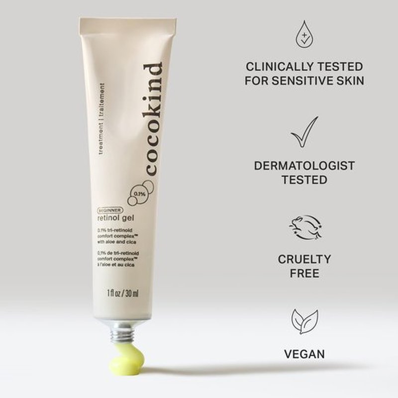 Cocokind Beginner Retinol Gel 0.1%, Improve the Appearance of Fine Lines and Uneven Texture without Irritation, Aloe and Cica to Prevent Dryness, 1 fl oz