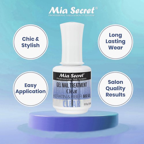 Mia Secret Gel Nail Treatment CLEAR KERATIN Base & Top Gel 15ml - Nail Repair and Strengthening for Nails (Clear)