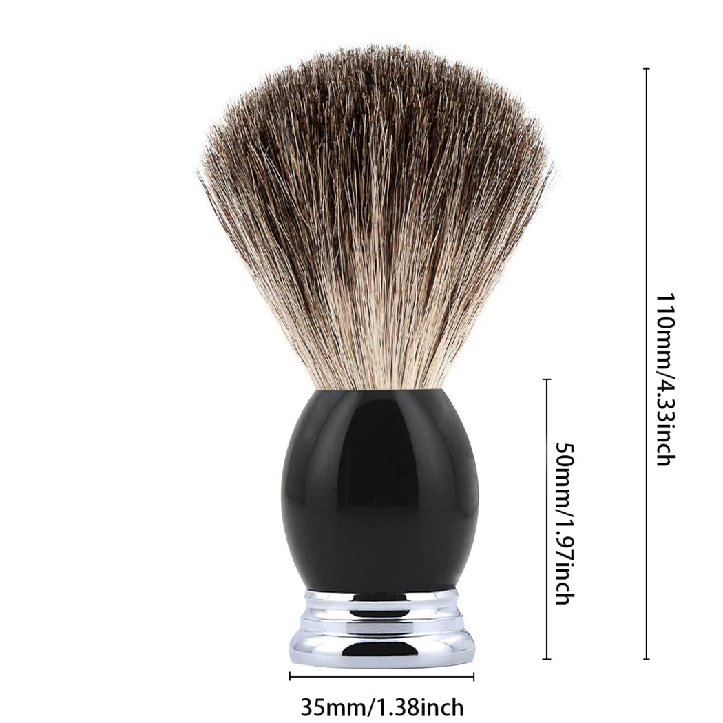Grandslam Luxury Badger Shaving Brush Handmade Pure Badger Hair Brush with Black Resin Handle Heavy Alloy Base + Badger Bristle