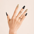 Gold Finger Gel Glam Press On Design Nail Kit, Black and Gold Artsy Design, Polish Free Manicure Long Length (GD16) Long lasting, Sturdy, Mini Glue Included
