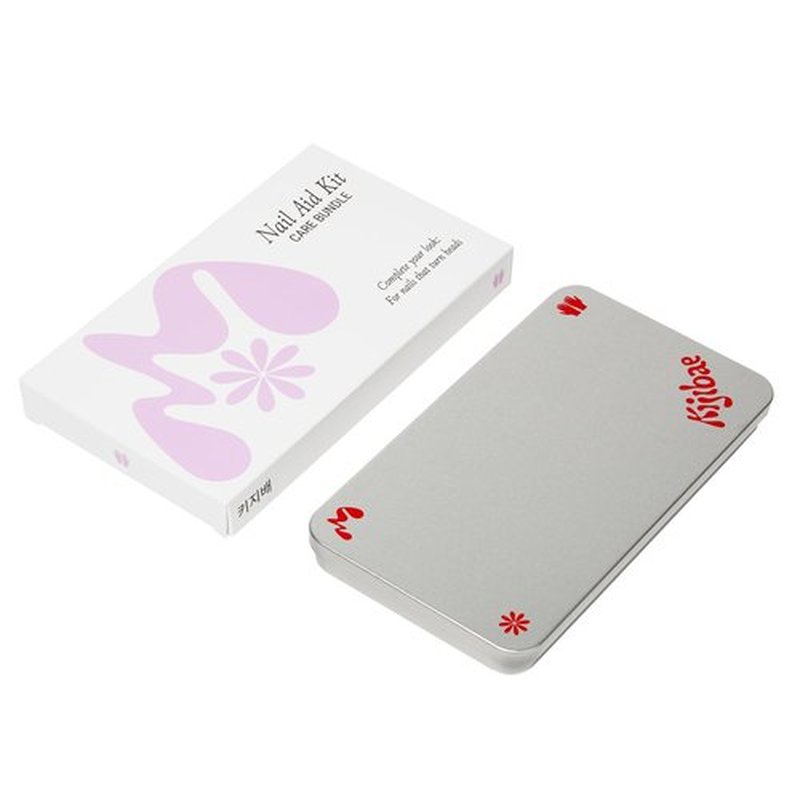 Kijibae Nail Aid Kit | Compact Metal Case Manicure & Pedicure Tool Set for Home & Travel | Clippers (Large/Small), Scissors, File, Cuticle Pusher | K-Beauty Grooming Essentials, Gift Ready