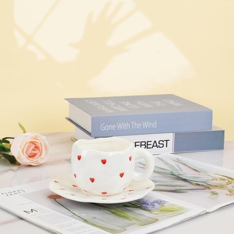 Koythin Ceramic Coffee Mug - Cute Red Heart Design | 10 oz Cup for Home & Office Use