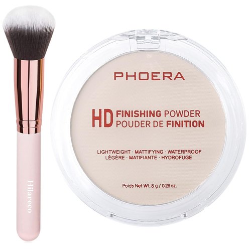 PHOERA Foundation Pressed Face Powder - Soft Focus Setting Powder for Shine-Free Skin | 0.28 Oz (002 Banana)