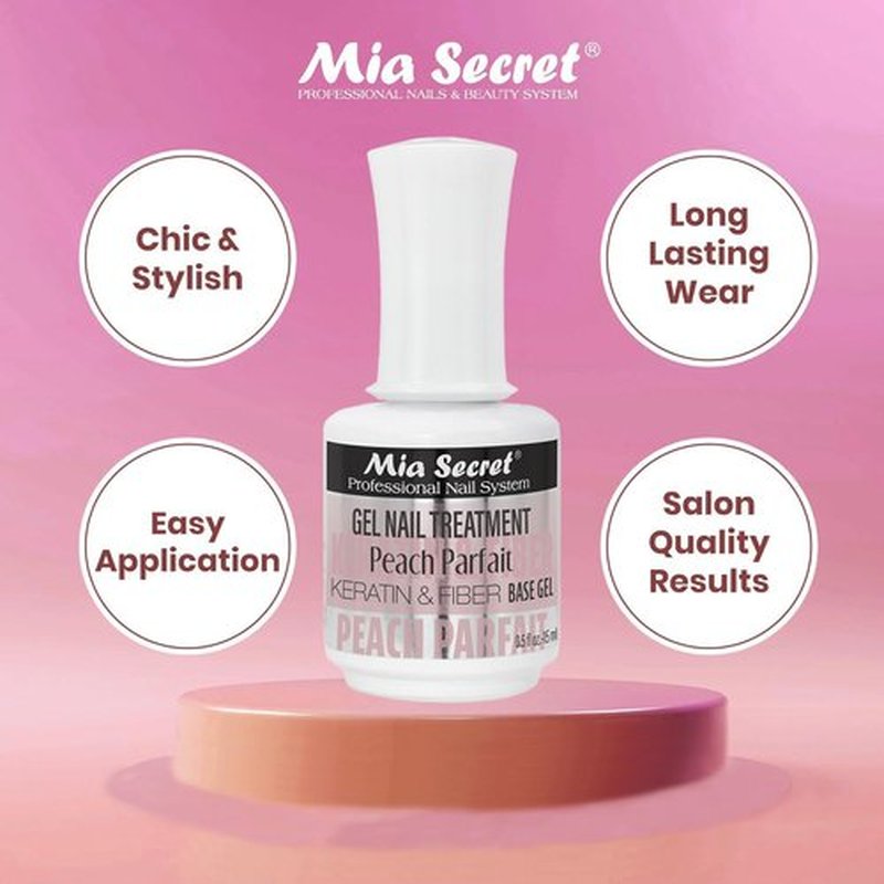 Mia Secret Professional Peach Parfait Scented Gel Nail Treatment Keratin Base & Top Gel 0.5 FLoz