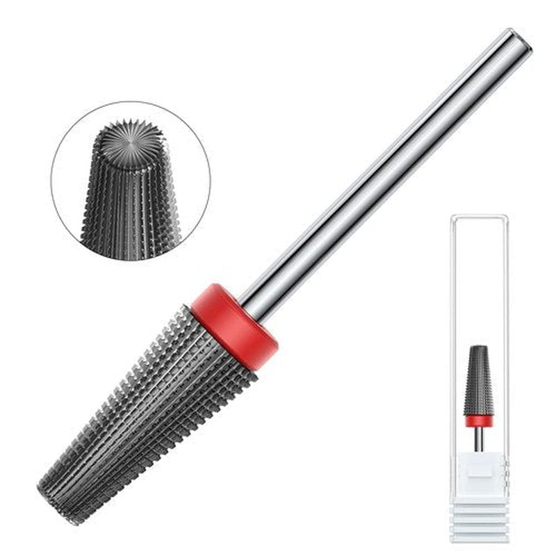 5-in-1 Nail Drill Bit, Professional Tungsten Carbide E File Bit, Two-Way Rotation for Left/Right Hand Use, Fine Grit for Cuticle Removal, Shaping, Pedicure (3/32" Shank)