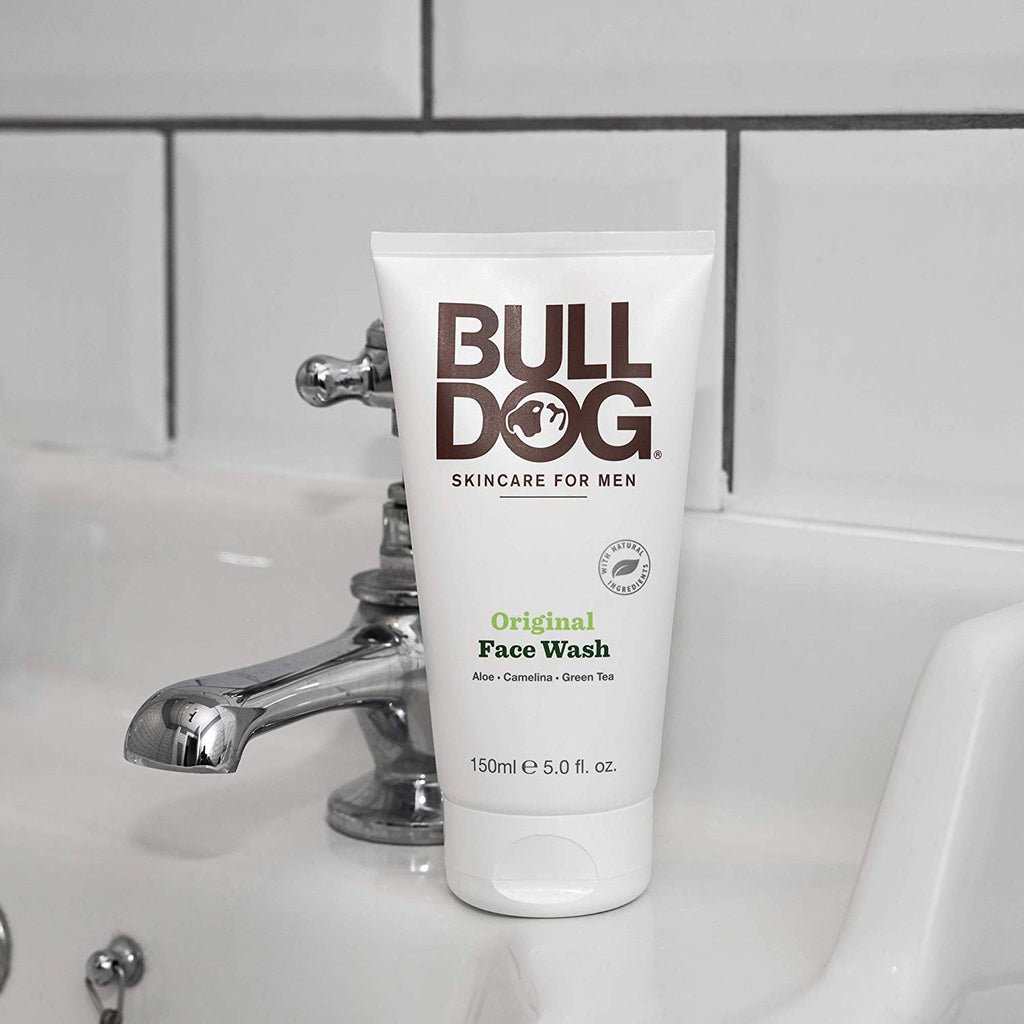 Bulldog Mens Skincare and Grooming Original Face Wash with Aloe, Camelina & Green Tea, 5 Fl. Oz. - Pack of 3