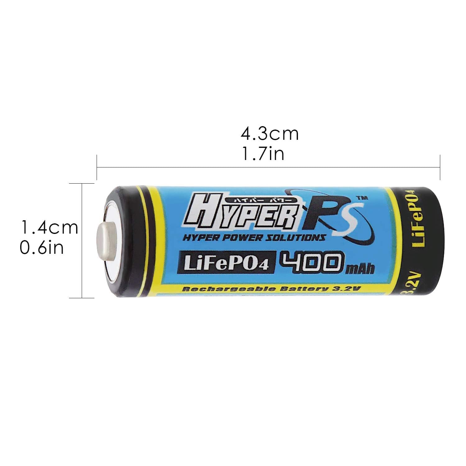 HyperPS 12 Pack 3.2V LiFePo4 14430 (14 x 43mm) 400mAh Rechargeable Battery for Solar Panel Light, Tooth Brush, Shaver, Flashlight