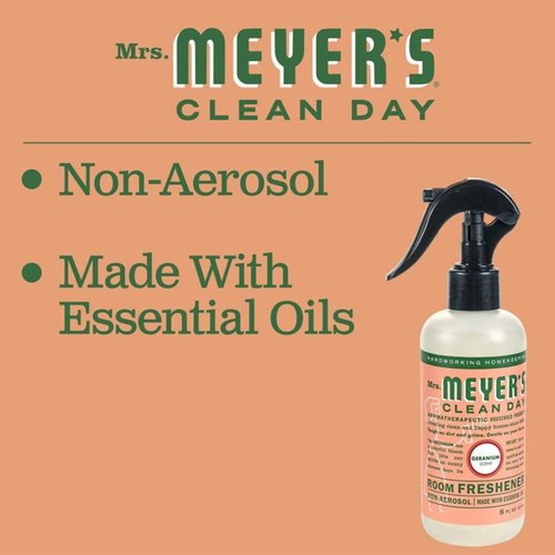 Mrs. Meyer's Clean Day Room & Air Freshener Spray - Non-Aerosol Essential Oils, Geranium, 8 Fl. Oz (Pack of 3)