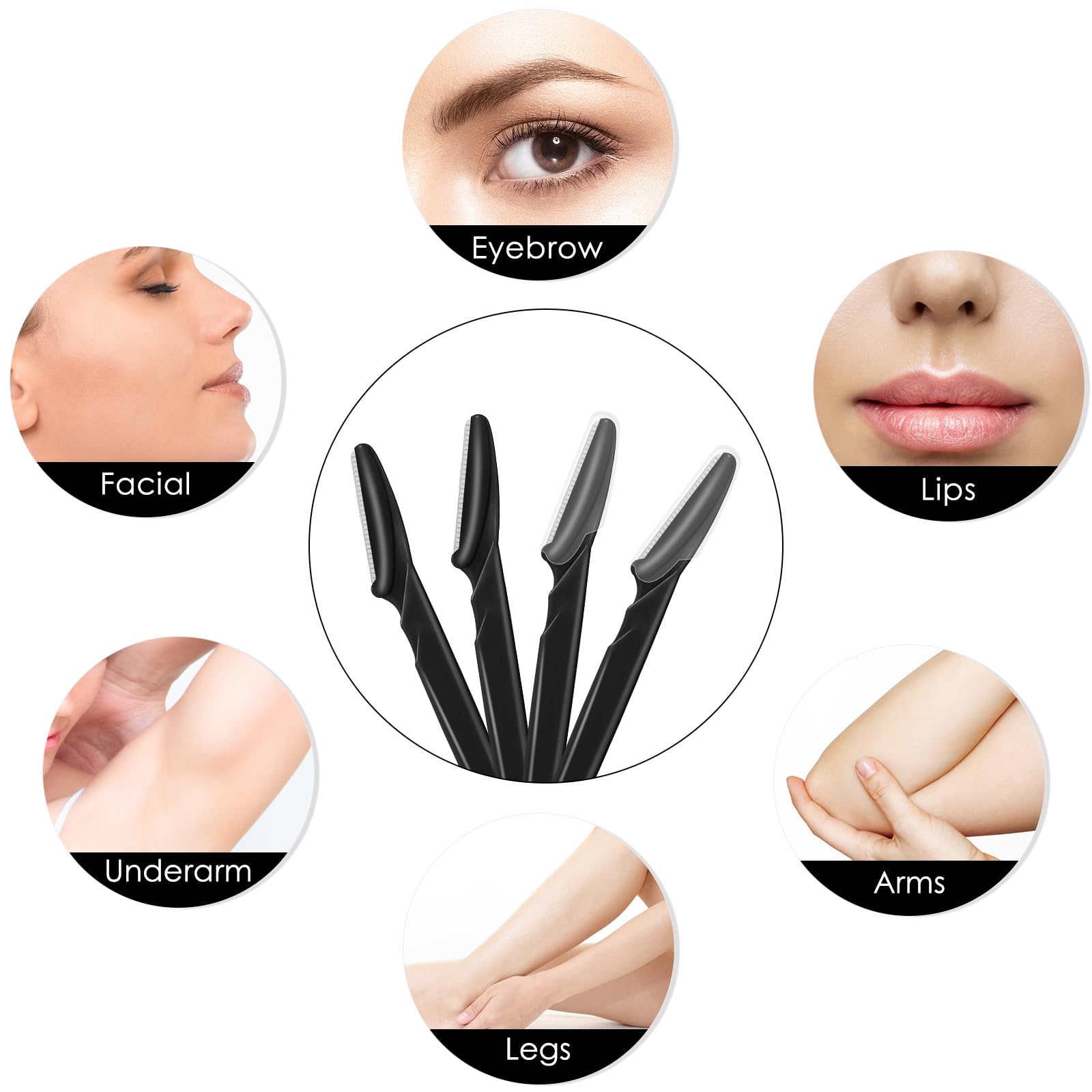 JHZMCRX 16 Pcs Eyebrow Razor Face Razors Multipurpose Facial Razors for Women Men Eyebrow Trimmers Shaver with Protective Cover Dermaplaning Facial Hair Removal Tools Black