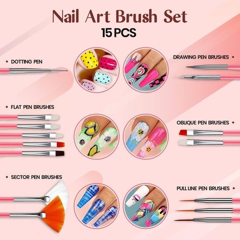121 Pcs Professional Nail Art Kit – Acrylic Nail Brushes, Nail Foils, Rhinestones, Glitter Powder, Stickers, Dotting Pens, Nail Tips & Tweezer for DIY Manicure and Salon-Quality Designs