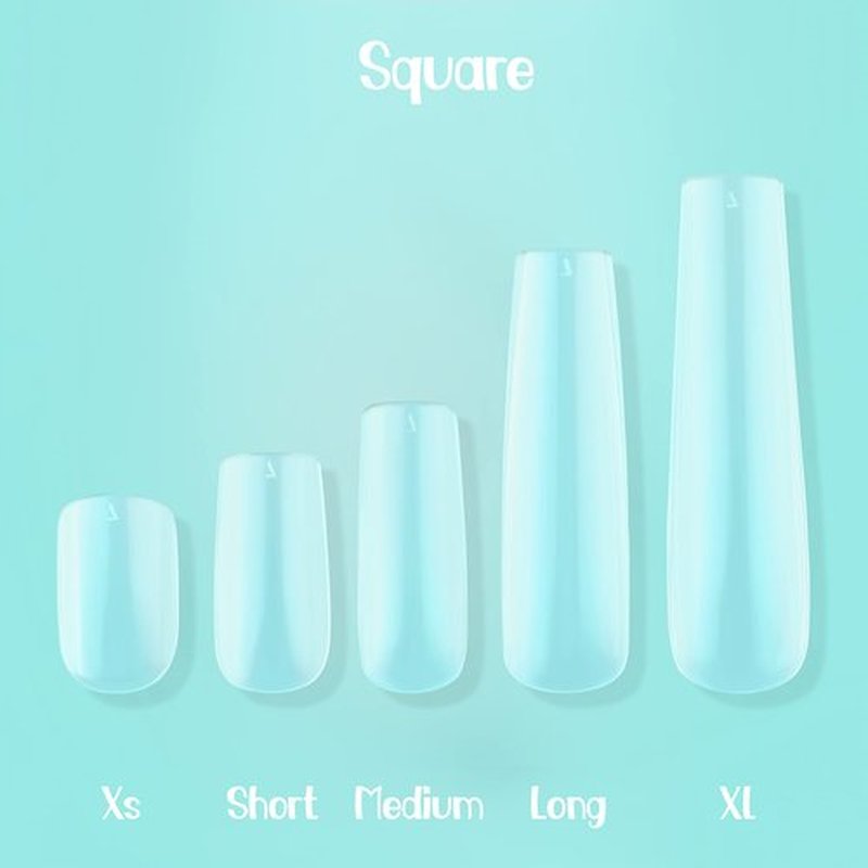 NABulous Nails Square Long Gel Tips | Full Cover Pre-Shaped Press-On Extensions | Soft Gel Artificial Nails for Salons & DIY (Square Long)